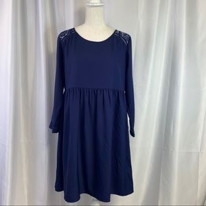 NWT Umgee Navy Blue Babydoll Dress - Size Large